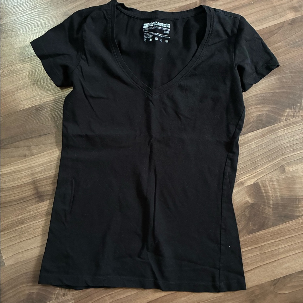 PACT Black V-Neck Tee